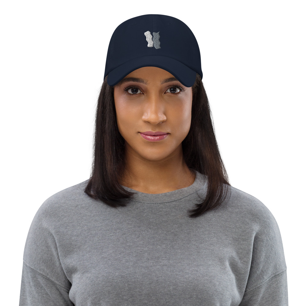 Infinity Plus Embroidered Dad Hat Gray Effects on Navy