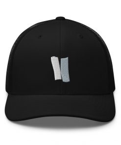 Infinity Embroidered Retro Trucker Cap Gray Effects on Black