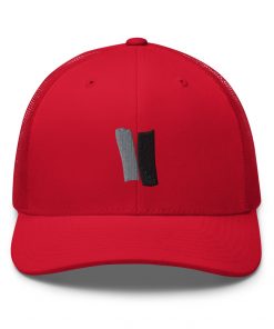 Infinity Embroidered Retro Trucker Cap Gray Effects on Red