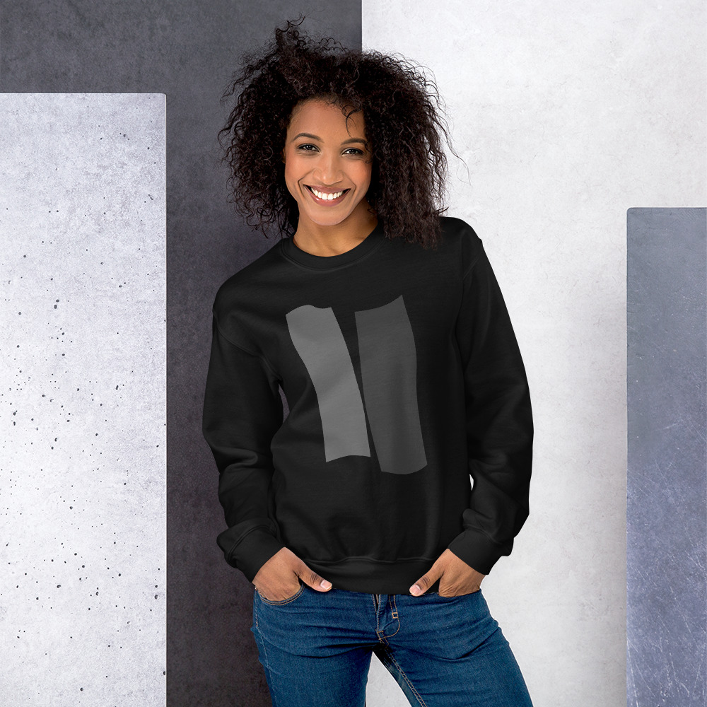 Infinity Unisex Crew Neck Sweatshirt Gray Effects on Black