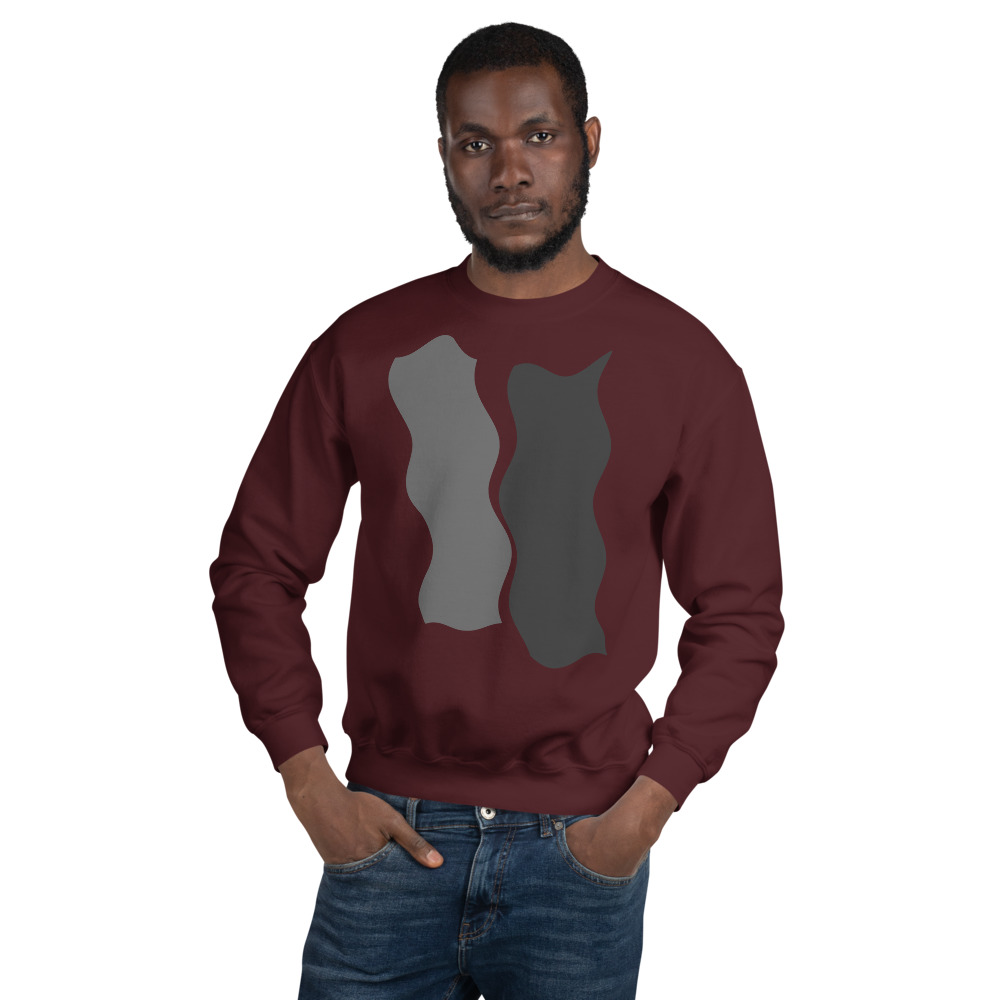 Infinity Plus Unisex Crew Neck Sweatshirt Gray Effects on Maroon