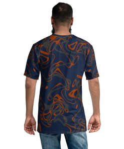 Ocean Waves Men’s Crew Neck T-Shirt Red Tides on Navy