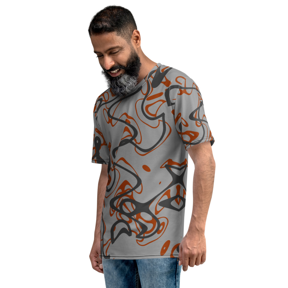 Ocean Waves Men’s Crew Neck T-Shirt Red Tides on Gray