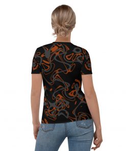 Ocean Waves Women’s Crew Neck T-Shirt Red Tides on Black