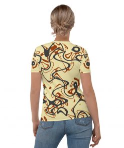 Ocean Waves Women’s Crew Neck T-Shirt Red Tides on Yellow