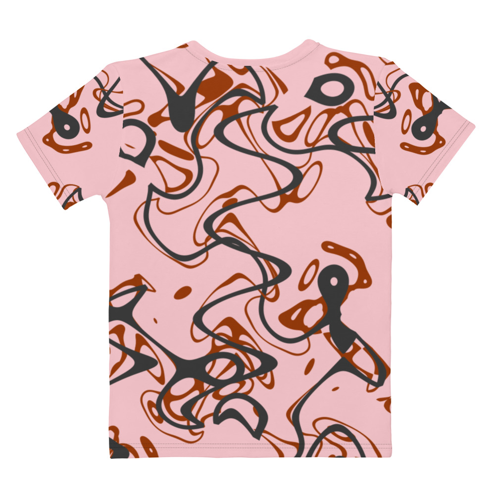 Ocean Waves Women’s Crew Neck T-Shirt Red Tides on Pink