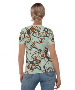 Ocean Waves Women’s Crew Neck T-Shirt Red Tides on Green