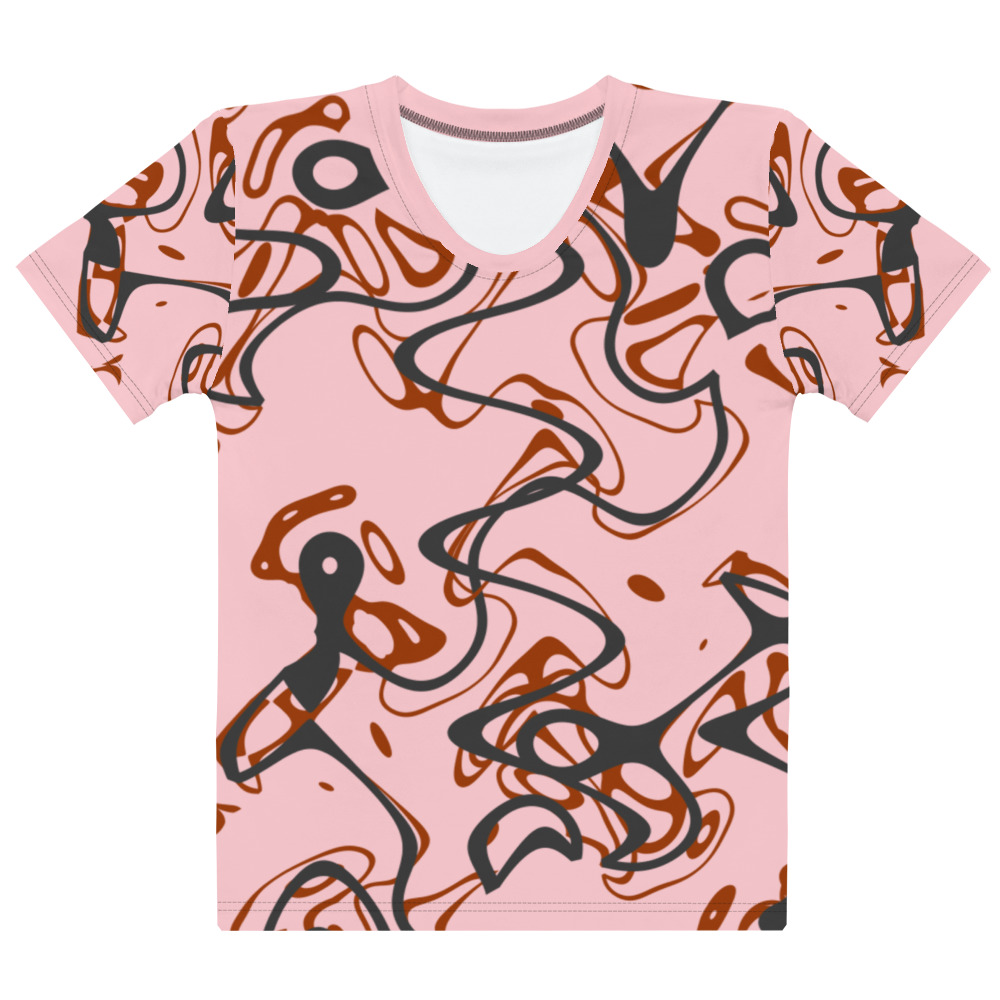 Ocean Waves Women’s Crew Neck T-Shirt Red Tides on Pink