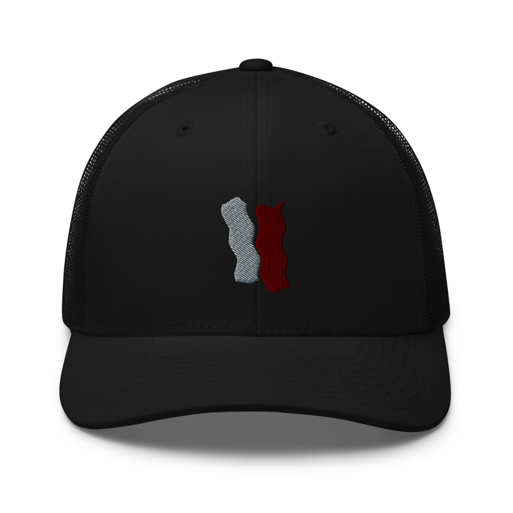 Infinity Plus Embroidered Retro Trucker Cap Red Effects on Black