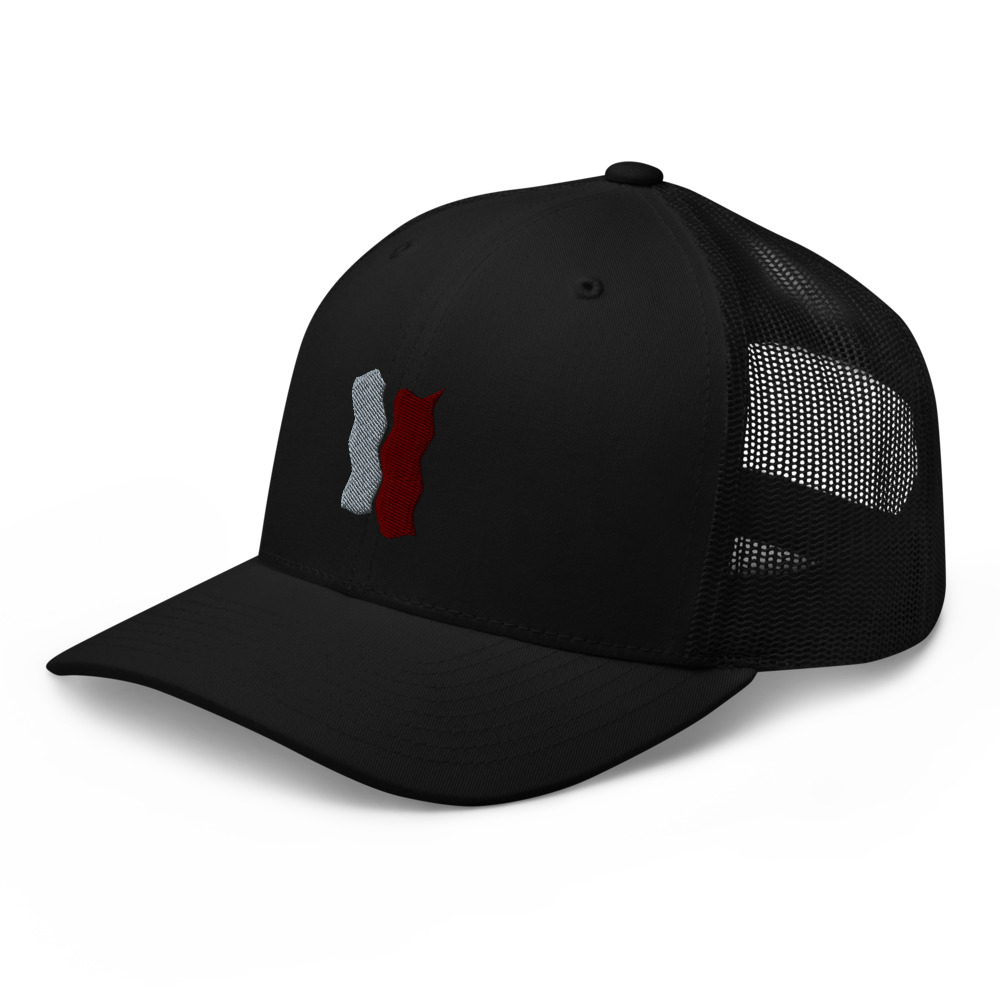 Infinity Plus Embroidered Retro Trucker Cap Red Effects on Black